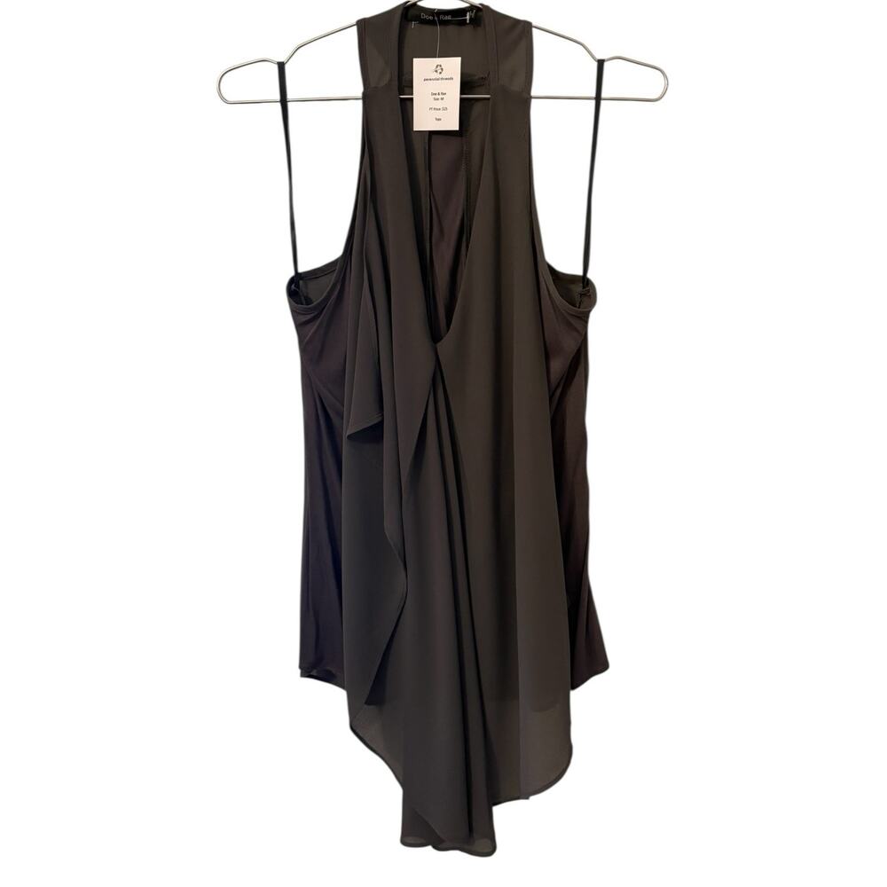 Doe and Rae Womens Gray cascading tank with mixed materials size Medium